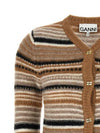 Striped Soft Wool Knit Cardigan Brown - GANNI - BALAAN 4