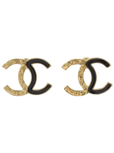 CC Logo Two-Tone Stud Earrings Black Gold - CHANEL - BALAAN 1