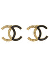 CC logo two tone earrings gold black - CHANEL - BALAAN 1