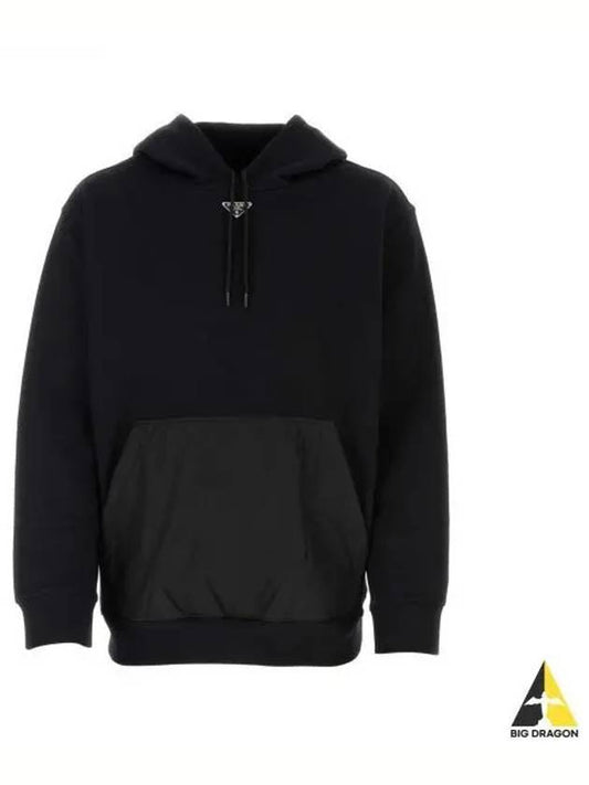 Cotton Fleece Hoodie Black - PRADA - BALAAN 2