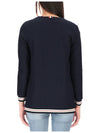 Cricket Stripe Lightweight Textured Cotton V-Neck Cardigan Navy - THOM BROWNE - BALAAN 6