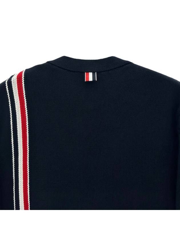 Intarsia Cotton Cardigan MKC530A 415 - THOM BROWNE - BALAAN 4