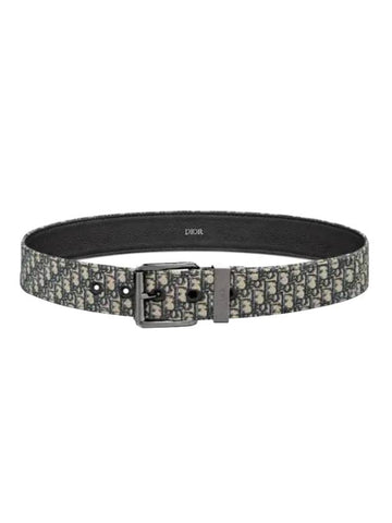 Micro Oblique Jacquard Belt Black Beige - DIOR - BALAAN 1