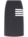 Women's Fine Merino Wool 4 Bar Stitch Pencil Skirt Dark Grey - THOM BROWNE - BALAAN 3