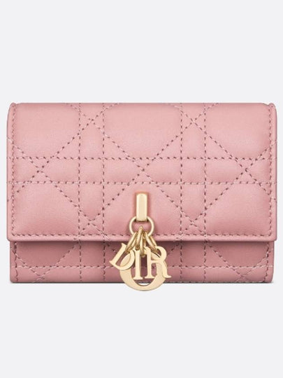 XS Lady Cannage Lambskin Half Wallet Antique Pink - DIOR - BALAAN 2