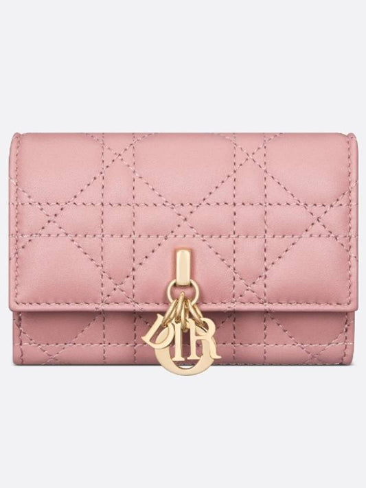 XS Lady Cannage Lambskin Half Wallet Antique Pink - DIOR - BALAAN 2