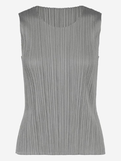 Women's Pleated Basic Sleeveless Grey - ISSEY MIYAKE - BALAAN 2