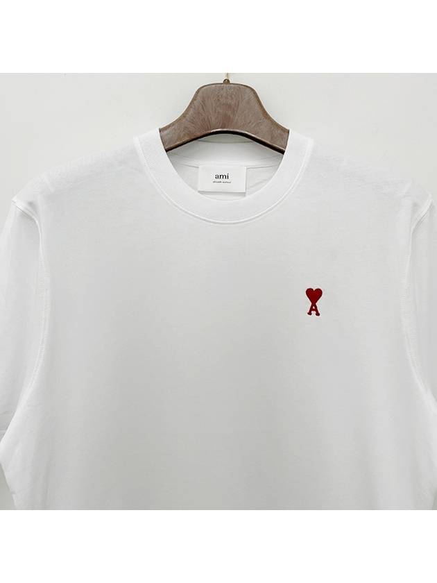 Small Heart Logo Boxy Fit Short Sleeve T-Shirt White - AMI - BALAAN 5