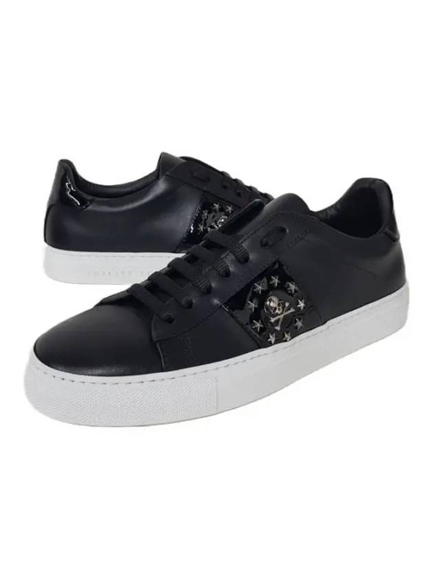 Skull Leather Low Top Sneakers Black - PHILIPP PLEIN - BALAAN 4