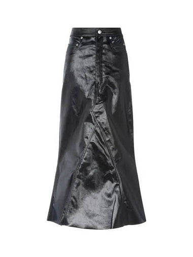 WOMEN Glossy Denim Mermaid Skirt Dark Brunette - RICK OWENS - BALAAN 1