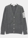 Men's Sustainable Classic Diagonal Wool Cardigan Medium Grey - THOM BROWNE - BALAAN 2