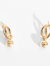 V Logo Pearl Embellished Metal Earrings Gold - VALENTINO - BALAAN 3