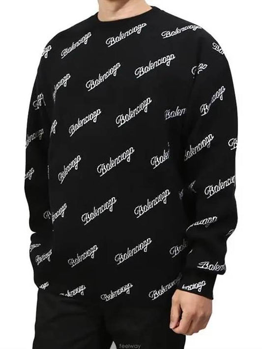 Men's Script Logo Wool Knit Black - BALENCIAGA - BALAAN 2