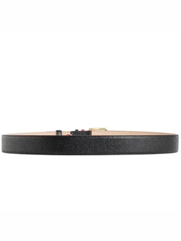 Men's Three Stripes Tab Pebbled Leather Belt Black - THOM BROWNE - BALAAN 3