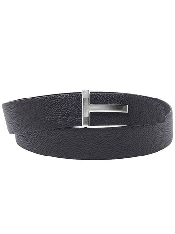 T Buckle Reversible Leather Belt Black Brown - TOM FORD - BALAAN 1