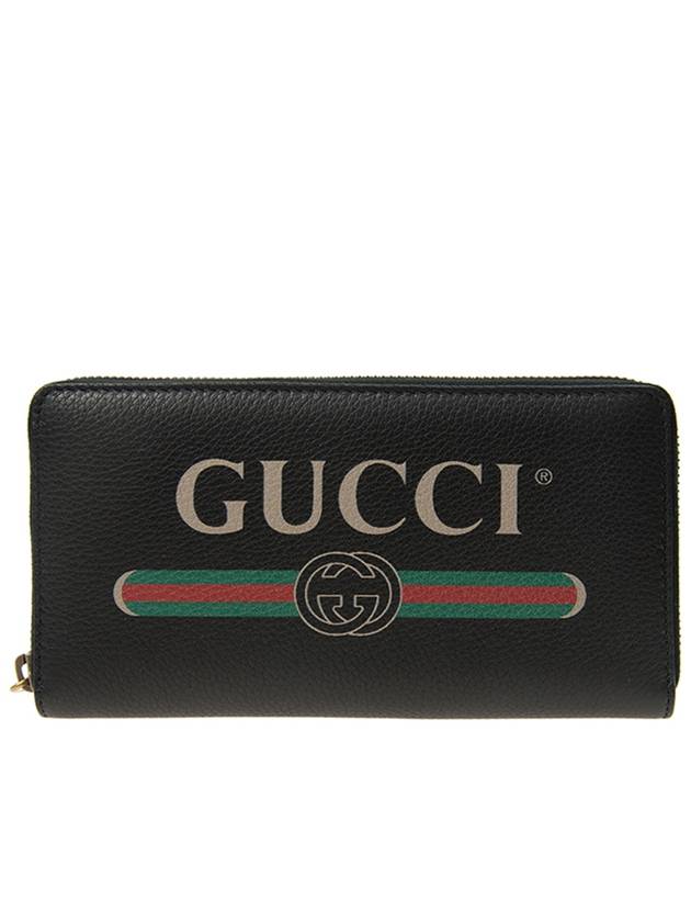 logo web print long wallet black - GUCCI - BALAAN.