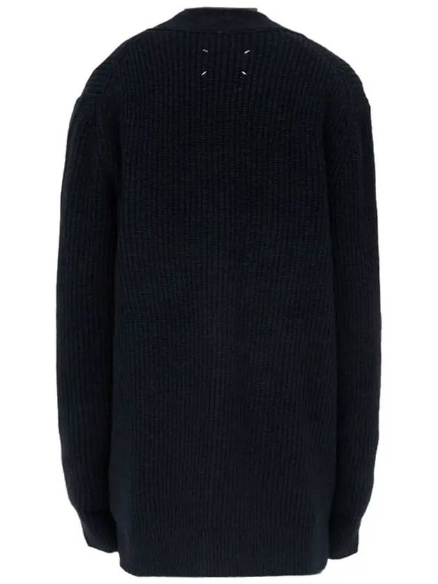 Back Stitched Virgin Wool Cardigan Navy - MAISON MARGIELA - BALAAN 4