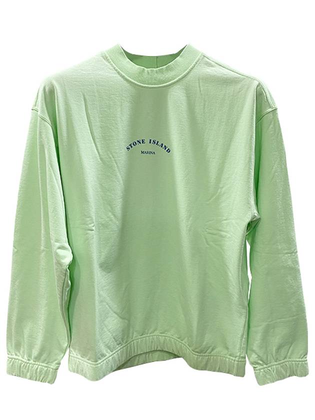 Marina Cotton Nylon Terry Fleece Crewneck Sweatshirt Green - STONE ISLAND - BALAAN 3