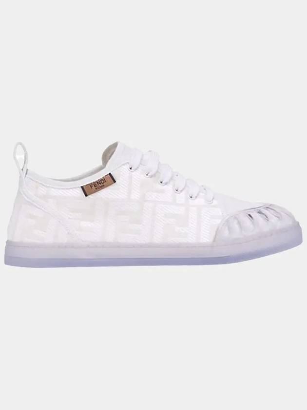 Women's FF Logo Canvas Low Top Sneakers White - FENDI - BALAAN 2