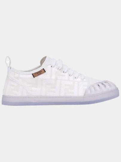 Women's FF Logo Canvas Low Top Sneakers White - FENDI - BALAAN 2