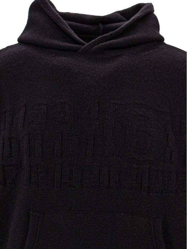 Number Zoom Logo Knit Virgin Wool Hoodie Black - MAISON MARGIELA - BALAAN 4