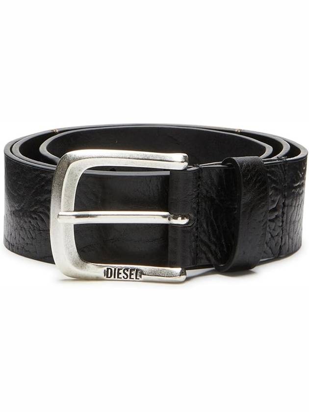 B Jackron Leather Belt Black - DIESEL - BALAAN 2