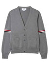 Milano Stitch Sprite Armband Cotton V-neck Cardigan Light Grey - THOM BROWNE - BALAAN 2