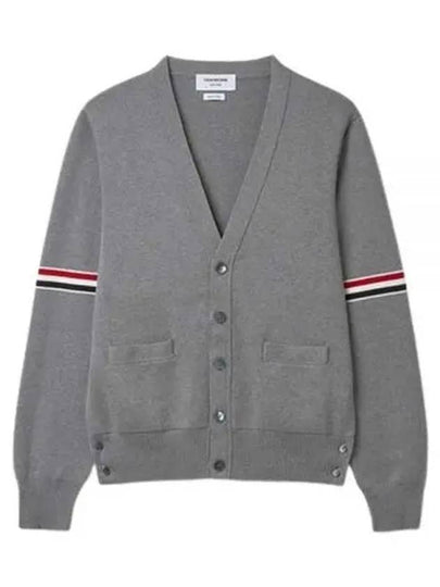 Milano Stitch Sprite Armband Cotton V-neck Cardigan Light Grey - THOM BROWNE - BALAAN 2