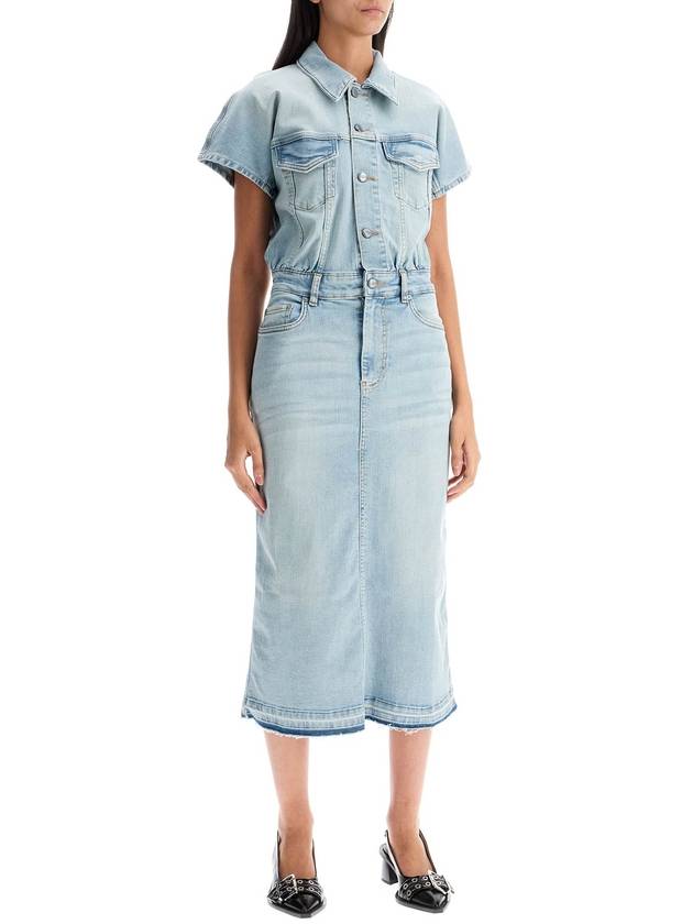 stretch denim midi dress in 8 - GANNI - BALAAN 2