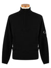 Lens Pocket Half Zip Up Wool Knit Top Black - CP COMPANY - BALAAN 2