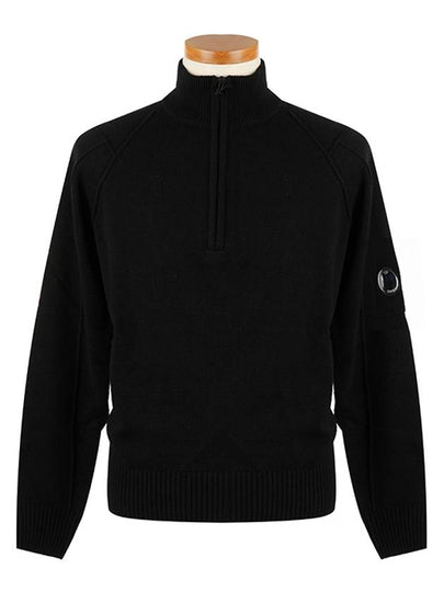 Lens Pocket Half Zip Up Wool Knit Top Black - CP COMPANY - BALAAN 2