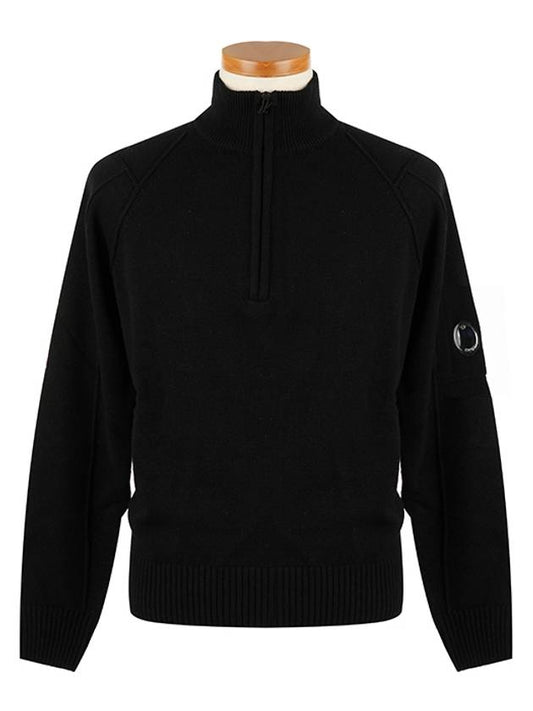 Lens Half Zip Up Wool Turtleneck Knit Top Black - CP COMPANY - BALAAN 2