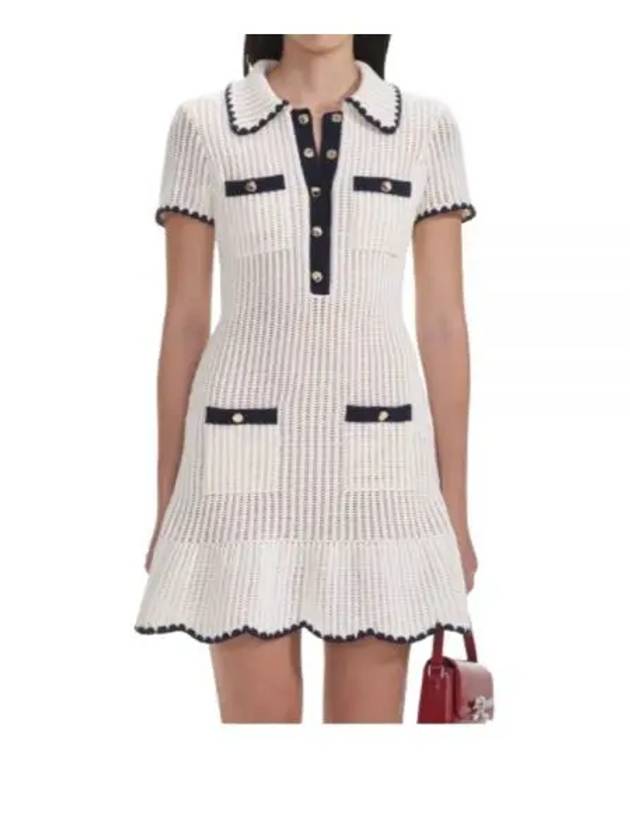 Women's Crochet Collar Short Dress Cream - SELF PORTRAIT - BALAAN 2