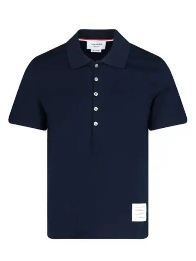 Side Slit Three Stripe Tab Short Sleeve Polo Shirt Navy - THOM BROWNE - BALAAN 2