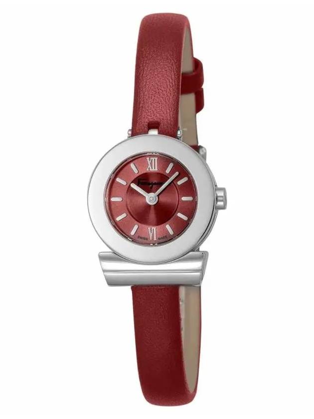 Gancini 22.5 mm Leather Quartz Watch Red - SALVATORE FERRAGAMO - BALAAN 2