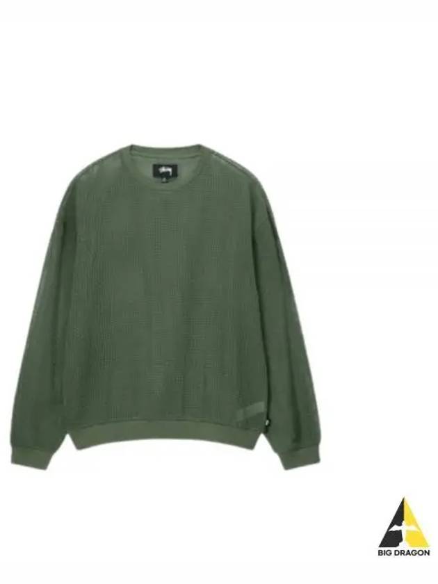 1140295 OLIVE Cotton Mesh Long Sleeve Crew Tee - STUSSY - BALAAN 1