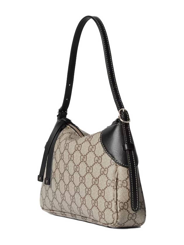 Beige dark brown fabric GG emblem small strap shoulder bag 815218FAEAA9765 - GUCCI - BALAAN 2