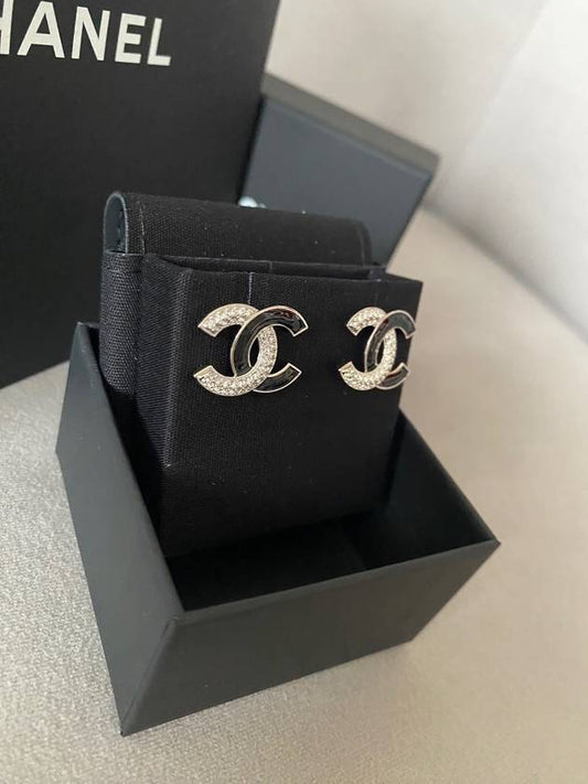 CC Logo EarringsHalf Black Silver EarringsABB931 - CHANEL - BALAAN 2