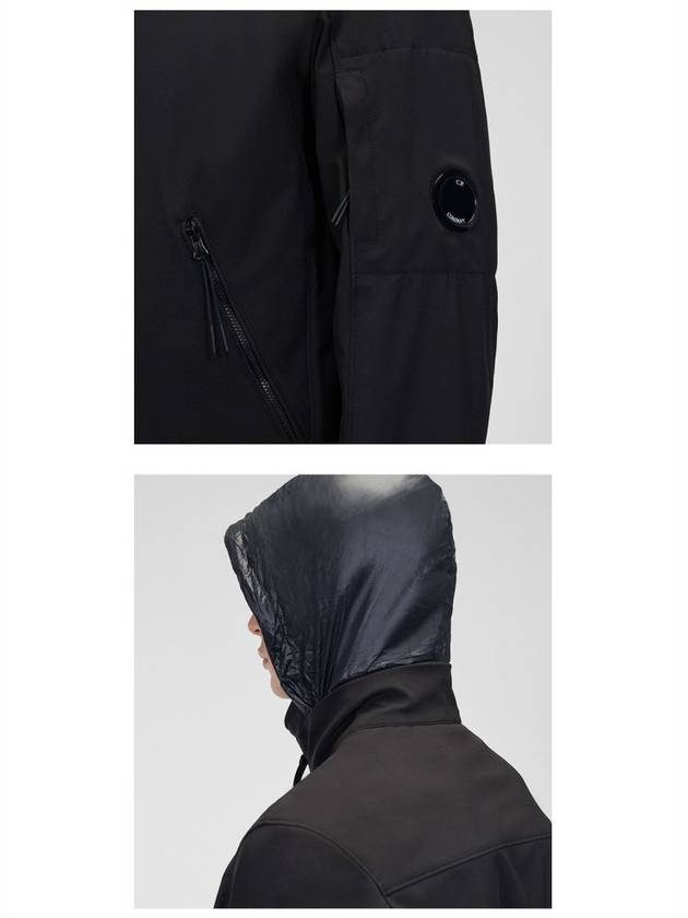 Lens Wappen Soft Shell Zip-Up Jacket Black - CP COMPANY - BALAAN 7