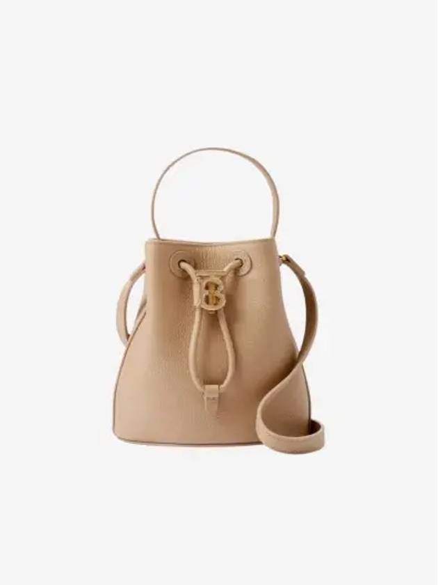 Logo Leather Mini Bucket Bag Beige - BURBERRY - BALAAN 2