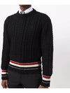 Men's Donegal Filey Stitch Striped Knit Top Black - THOM BROWNE - BALAAN 3