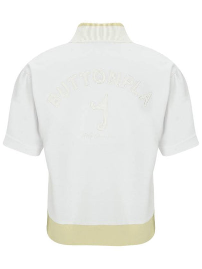 Y logo collar knit pique short sleeve t-shirt white - BUTTONPLAY - BALAAN 2