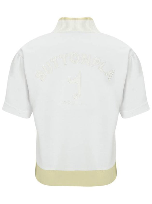 Y logo collar knit pique short sleeve t-shirt white - BUTTONPLAY - BALAAN 2