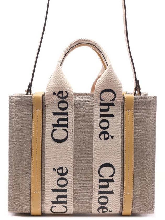 Woody Small Canvas Tote Bag Yellow Beige - CHLOE - BALAAN 3