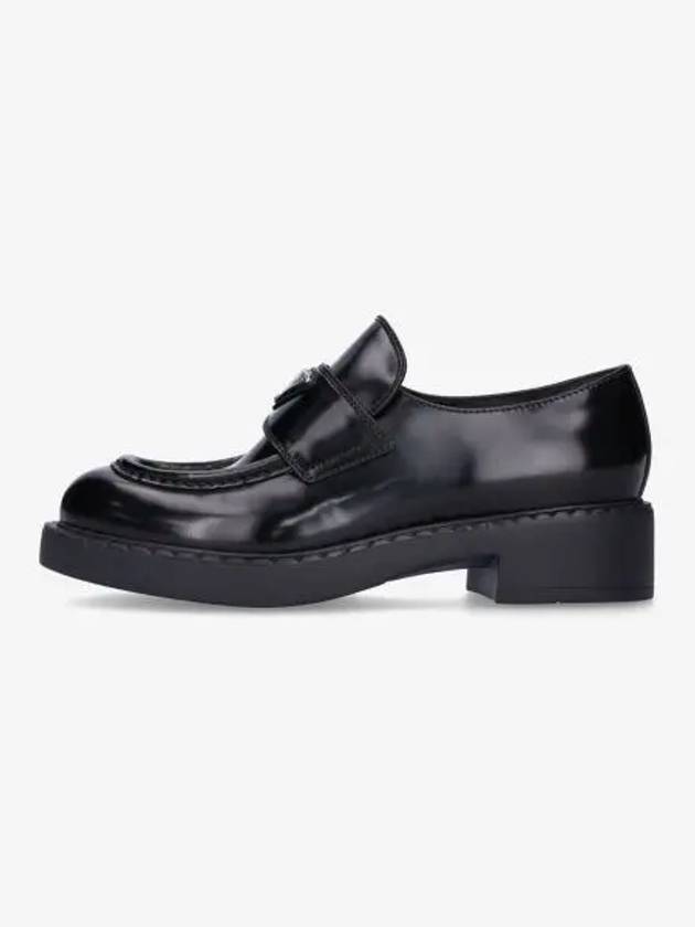 Triangle Logo Chocolate Brushed Leather Loafers Black - PRADA - BALAAN 2