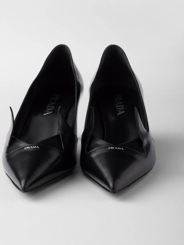 Two-Tone Brushed Leather Pumps Black - PRADA - BALAAN 5