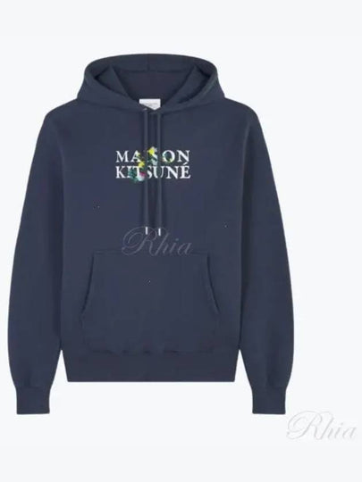 Flowers Comfort Logo Print Hoodie Ink Blue - MAISON KITSUNE - BALAAN 2