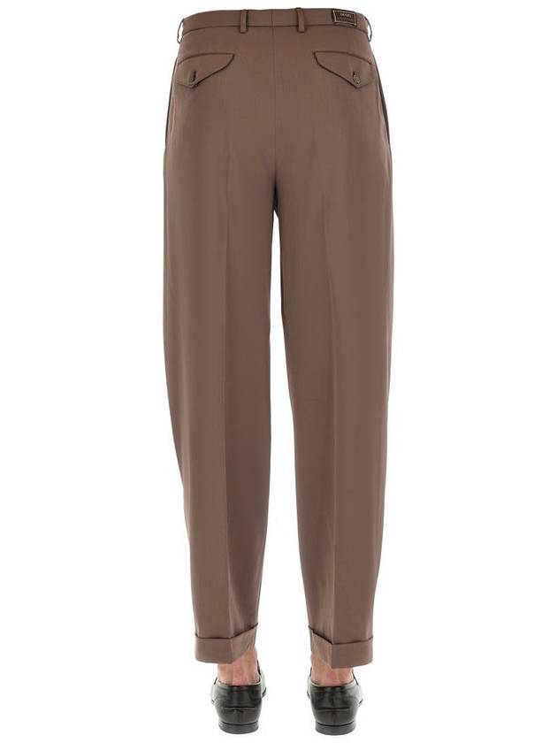 label wool straight pants brown - GUCCI - BALAAN 4