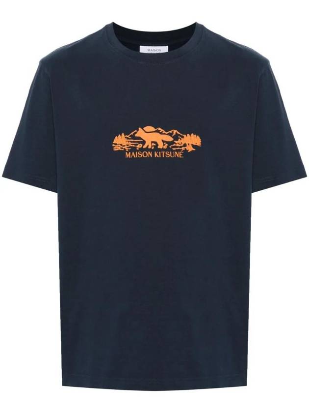 Outdoor Profile Fox Short Sleeve T-Shirt Navy - MAISON KITSUNE - BALAAN 1