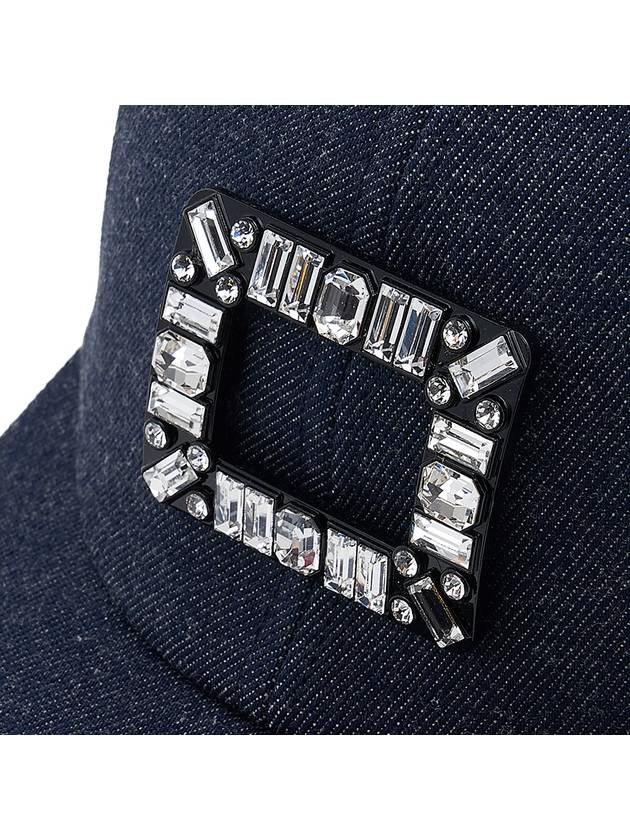 Viv Skate Crystal Buckle Denim Ball Cap Navy - ROGER VIVIER - BALAAN 7